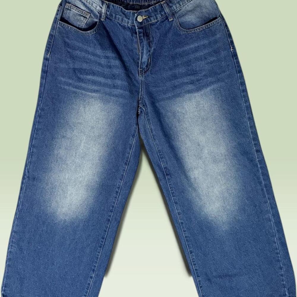 Shein blue denim mom wide legged jeans 0XL